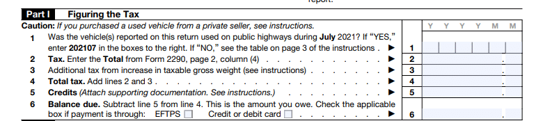 Form 2290 Part - 1