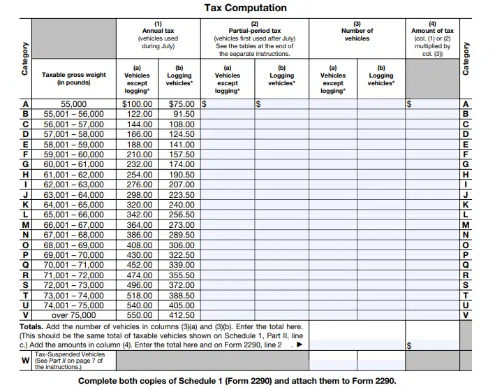 Tax Computation Table